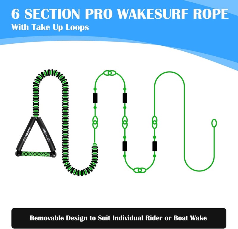 SETYPARY 25ft Wakesurf Rope and Handle, Floating Wake Surf, 6 Section Removeable Surf Tow - Image 4
